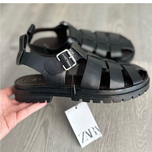 ZARA LUG SOLE FISHERMAN SANDALS NWT - Picture 3 of 7